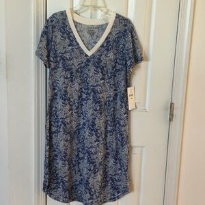 Ralph Lauren Women Blue and White Paisley V-Neck Pajamas Dress, Size M
